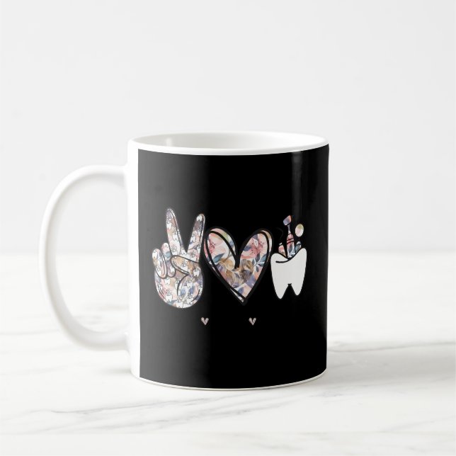 Mug Peace Love Dental Dental Hygiene (Gauche)