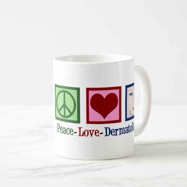 Mug Peace Love Dermatology Custom (Devant droit)