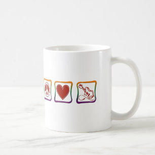 Mug Peace Love Electric Guitars carrés arc-en-ciel