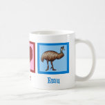 Mug Peace Love Emu<br><div class="desc">J'aime Emu. Ce sont des oiseaux assez bizarres. Un signe de paix,  un coeur et un oiseau ému.</div>