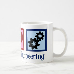 Mug Peace Love Engineering mignonne ingénieur engrenag