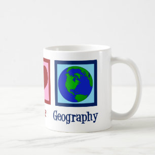 Mug Peace Love Géographie Professeur Carte du monde
