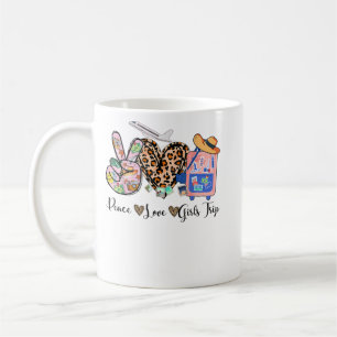 Mug Peace Love Girls Trip Leopard Heart Luggage Raise