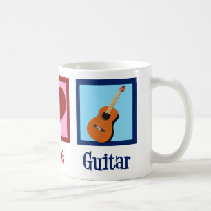 Mug Peace Love Guitar Cute Guitariste