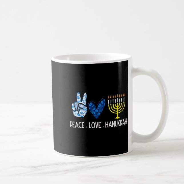Mug Peace Love Hanukkah Retro Chanukah Jewish Men Wome (Droite)