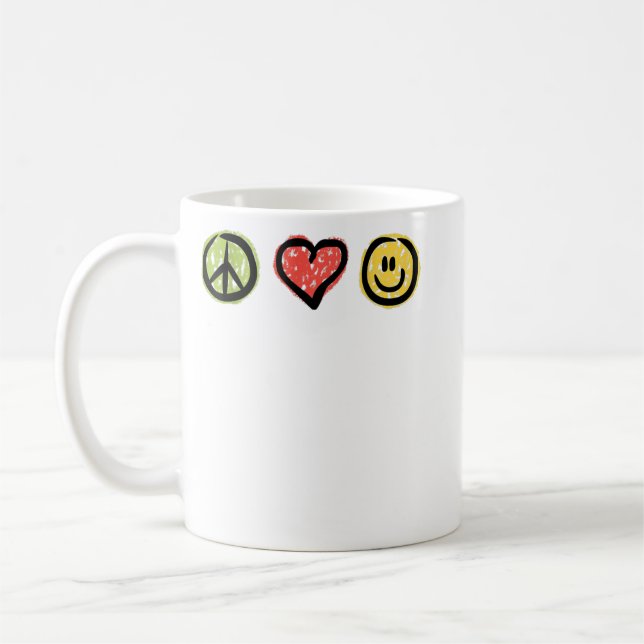 Mug Peace Love Happiness Symboles de message positif (Gauche)