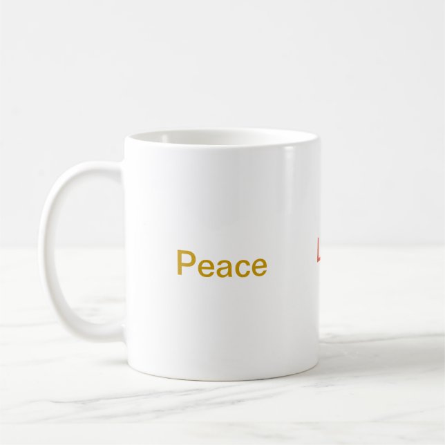 Mug Peace Love Harmony or rouge vert (Gauche)