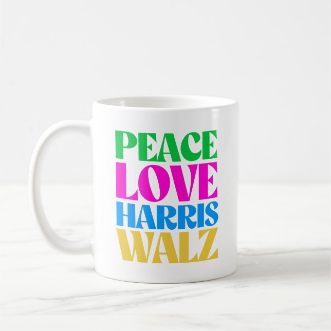 Mug Peace Love Harris Walz (Gauche)