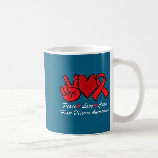 Mug Peace Love Heart Disease Awareness Chd Suprt Wear  (Droite)