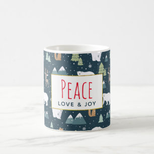 Mug Peace Love & Joy Christmas Animaux Motif