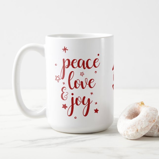 Mug Peace Love Joy Reindeer (Avec donut)