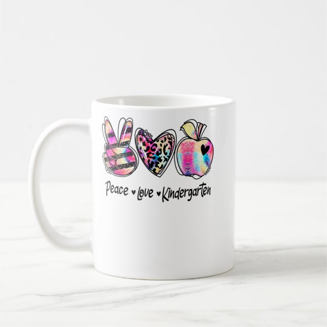 Mug Peace Love Kindergarten Enseignantes Filles Retour (Gauche)