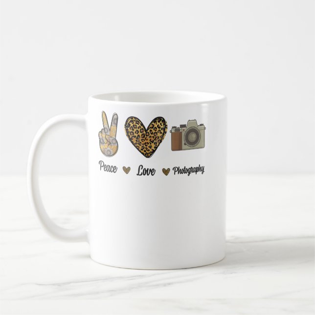 Mug Peace Love Photographie Camera Photographe Caméra (Gauche)