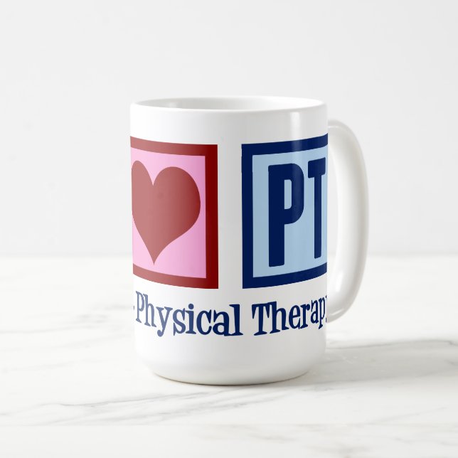 Mug Peace Love Physical Therapy Cute PT (Devant droit)