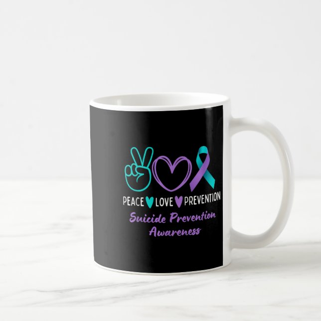 Mug Peace Love Prevention Suicide Awareness Teal Purpl (Droite)