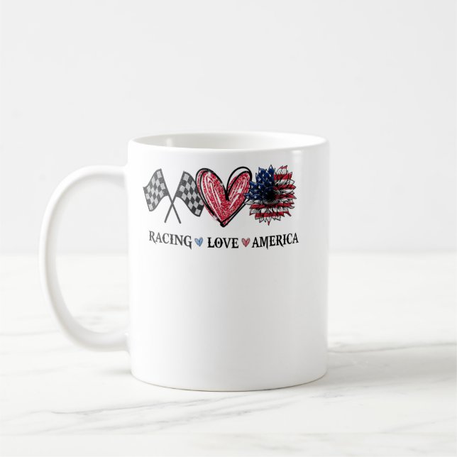 Mug Peace Love Racing Drapeau America Racing Lovers (Gauche)