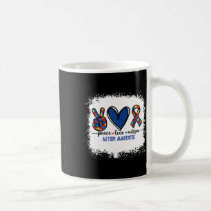 Mug Peace Love Ribbon Sensibilisation sur l'autisme Ac
