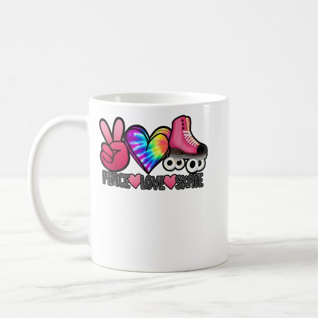 Mug Peace Love Skate - Tie Dye Roller Skater Heart Ska (Gauche)