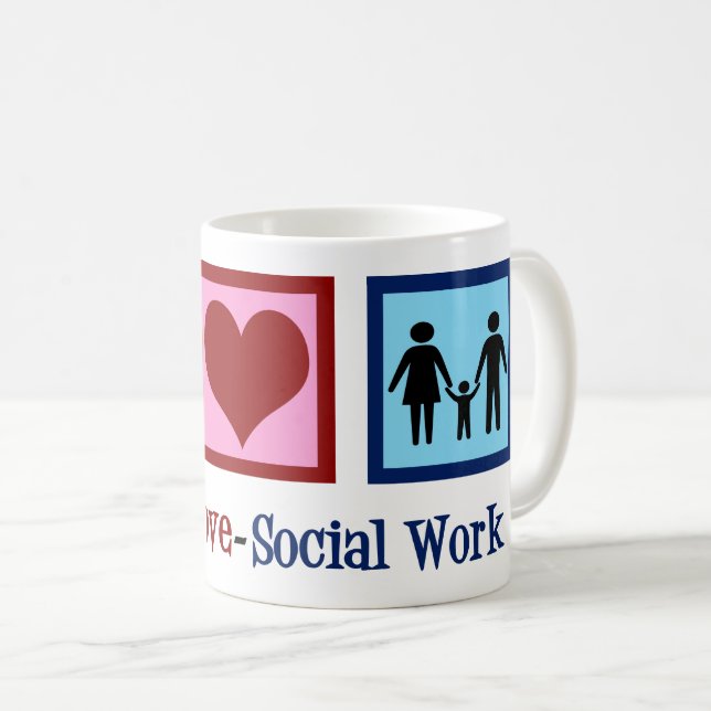 Mug Peace Love Social Work Cute Social Worker (Devant droit)