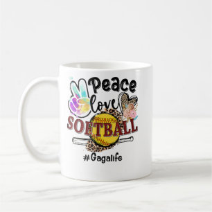 Mug Peace Love Softball Gaga Life Maman Grand-mère Leo