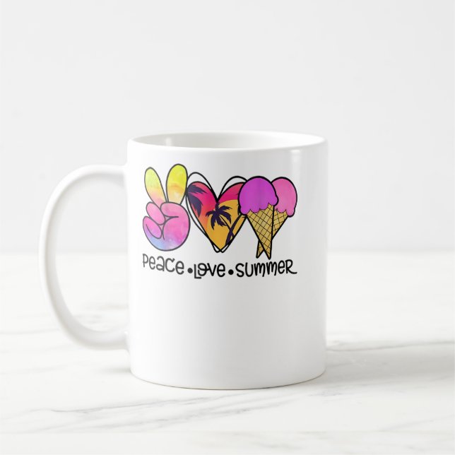 Mug Peace Love Summer Ice Cream Beach Vacances (Gauche)