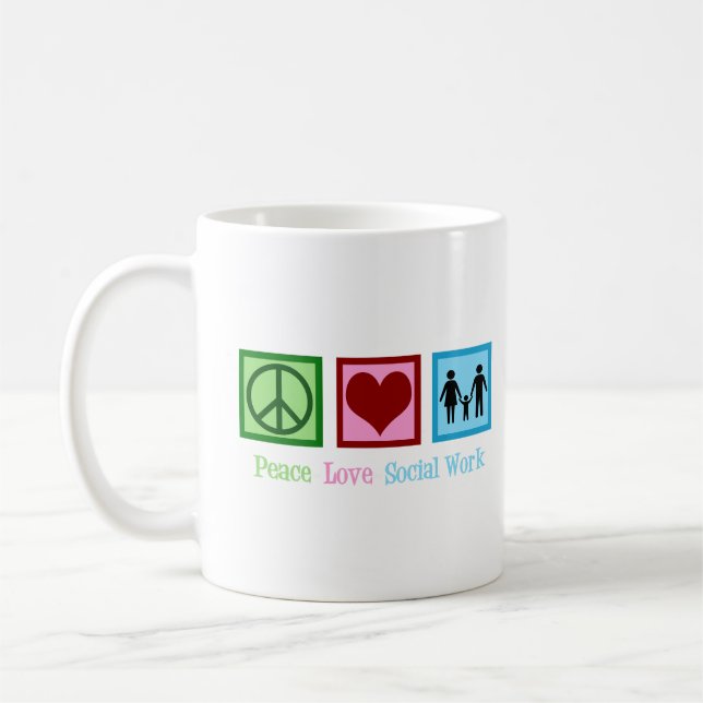 Mug Peace Love Travail social (Gauche)