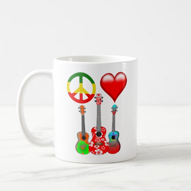 Mug Peace Love Ukuleles (Gauche)
