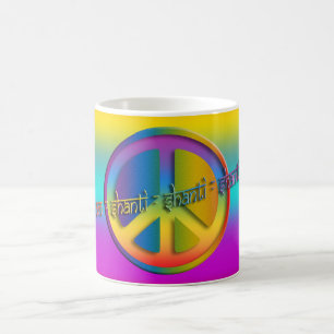 Mug PEACE OM SHANTI   linéaire coloré