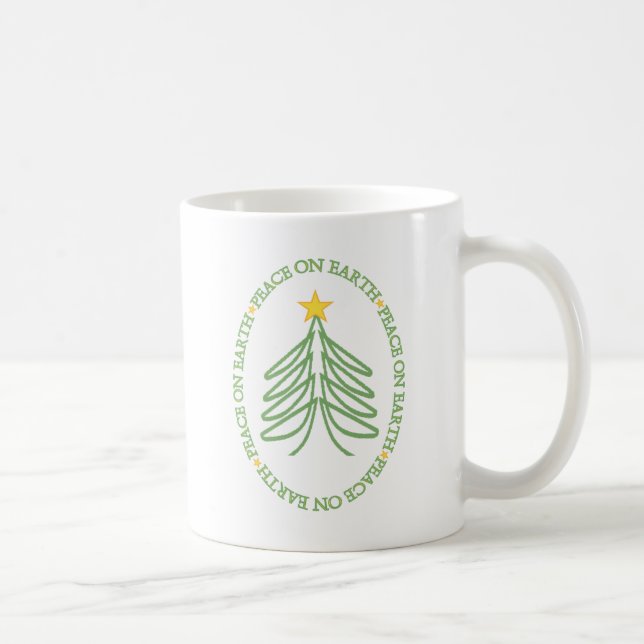 Mug Peace On Earth Modern Holiday Tree et citation (Droite)