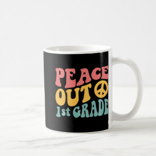 Mug Peace Out 1st Grade Funny Retro 70's Dernier Day O