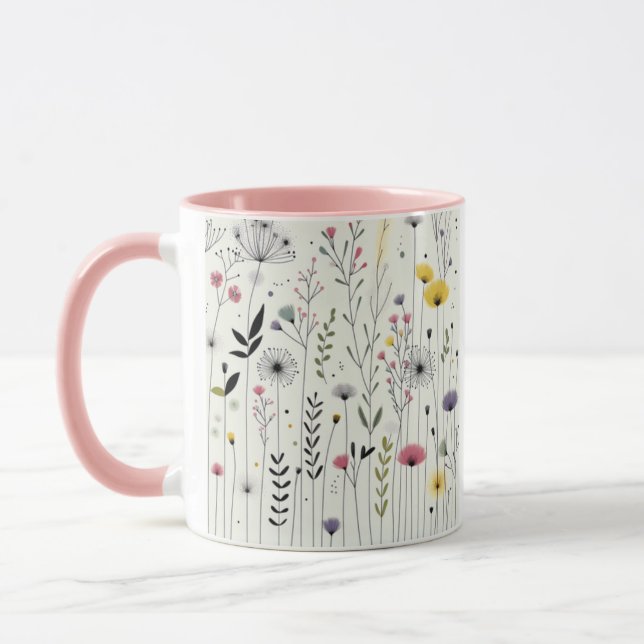 Mug Peaceful Dove Art Mug, Floral Bird Design, Café (Gauche)
