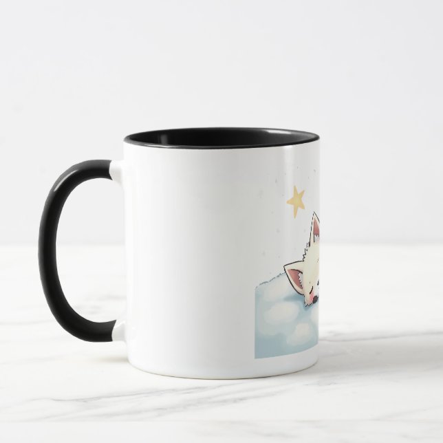Mug Peaceful Kawaii Arctic Fox Starry Night Winter (Gauche)