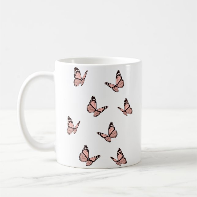 Mug Peach Butterflies (Gauche)