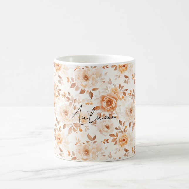 Mug Peach Cream White Flowers (Centre)