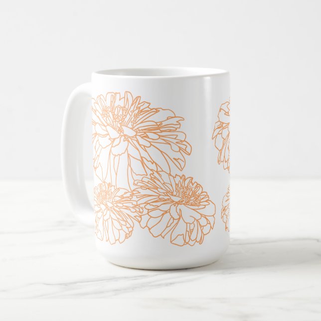 Mug Peach orange joli blanc motif pétale floral (Devant gauche)