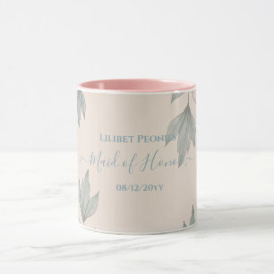 Mug Peach Peonies Sage Floral Budget Mariage