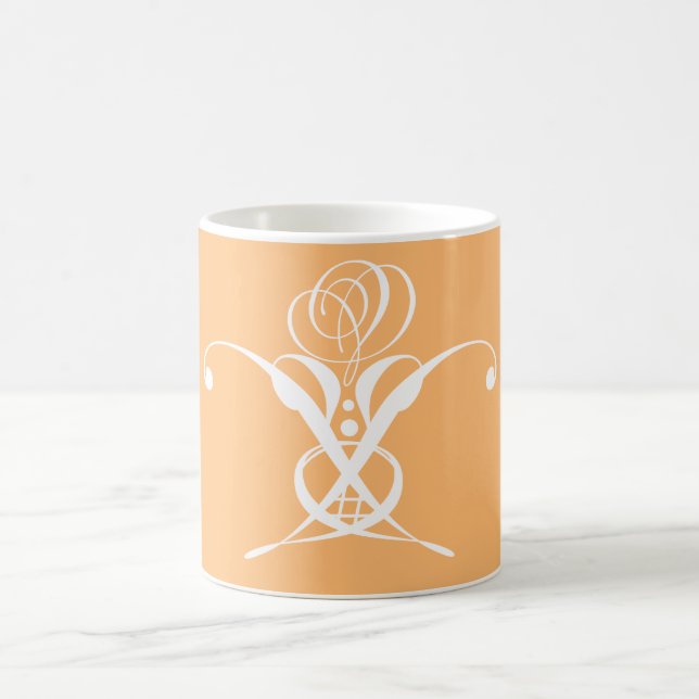 Mug Peach Retro White Flourd Rose (Centre)