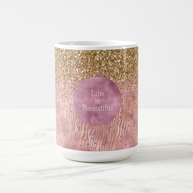 Mug Peach rose Glitzy Gold Parties scintillant Sparkle (Centre)