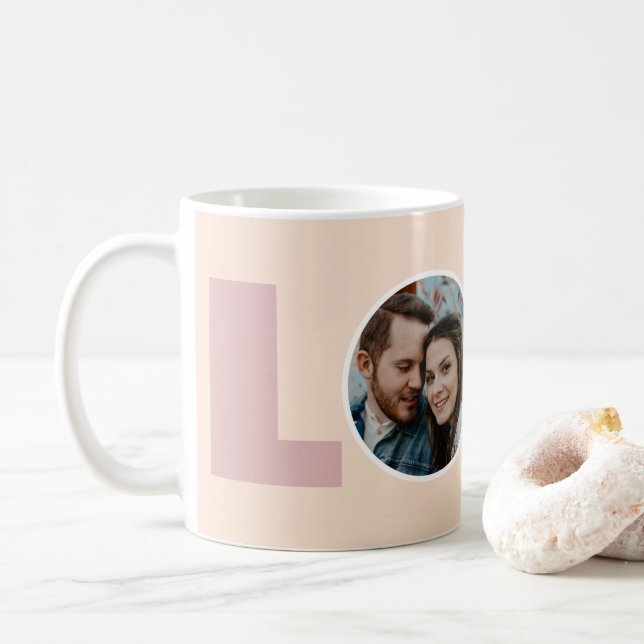 Mug Peach Valentines Day Love Typographie Photo (Avec donut)