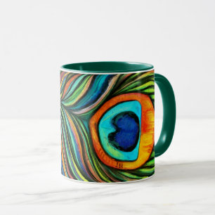 Mug Peacock Colorful Peacock Firebird Peather Peather