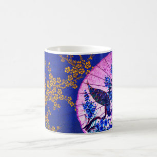 Mug Peacock oriental parasol japonais cerisier bleu ro