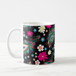 Mug Peacock Plumes Broderie Motif sans fil