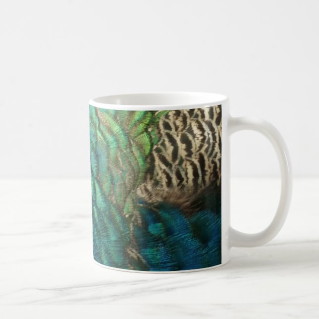 Mug Peacock Plumes I Colorful Abstrait Nature Design (Droite)