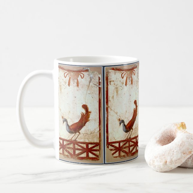 Mug Peacock sur Fresco Ancienne peinture romaine antiq (Avec donut)