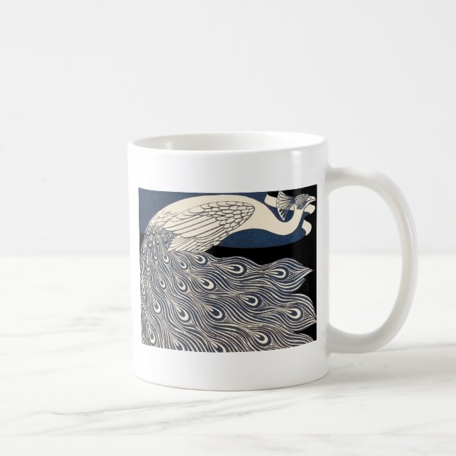 Mug Peacock Vintage Bleu Art Nouveau (Droite)