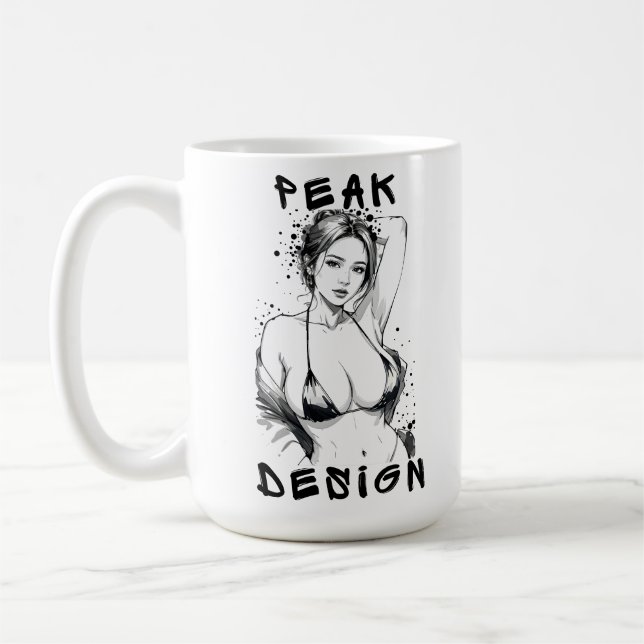 Mug Peak Design Bold Graffiti Pinup Sketch Art (Gauche)