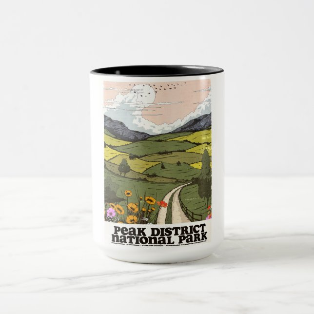 Mug Peak District National Park vintage Travel Poster. (Centre)
