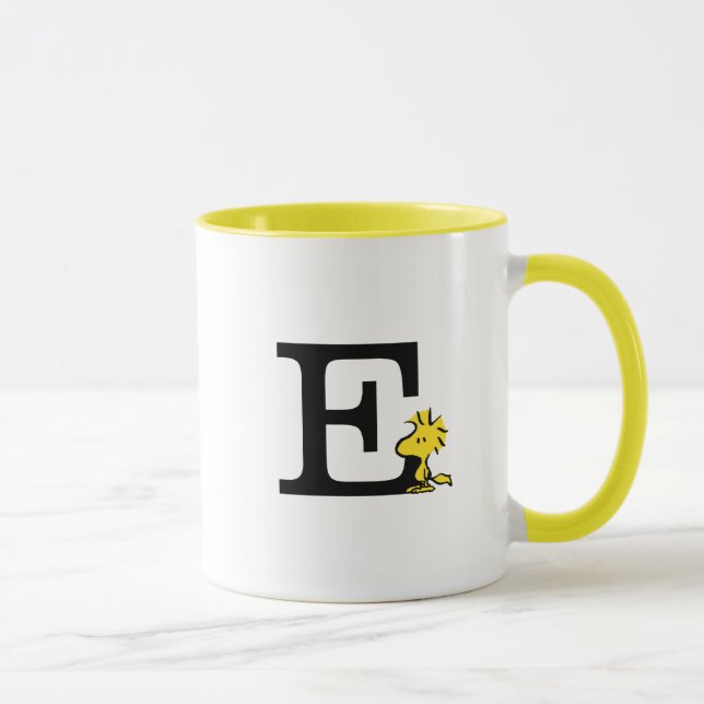 Mug PEANUTS | Bois | Monogramme E (Droite)