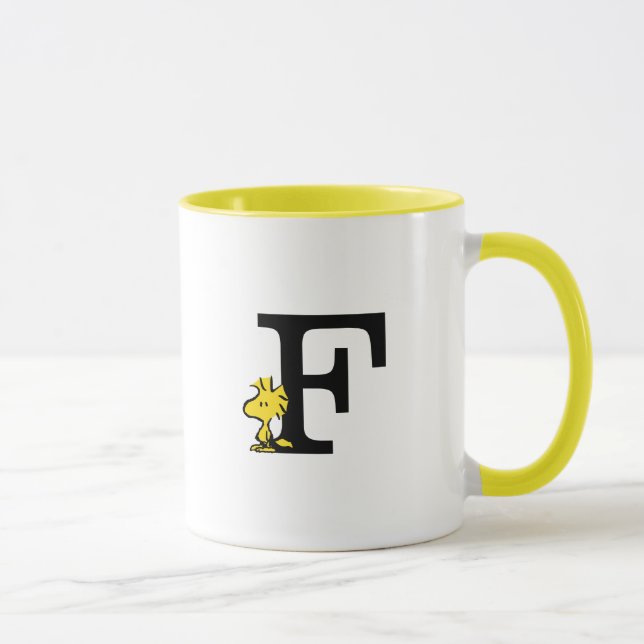 Mug PEANUTS | Bois | Monogramme F (Droite)