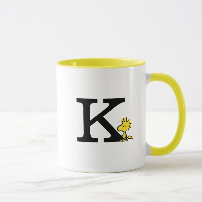 Mug PEANUTS | Bois | Monogramme K (Droite)